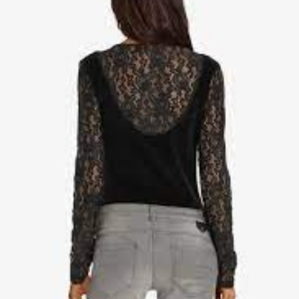 NWOT Kaporal Black Velvet and Lace Bodysuit (M)